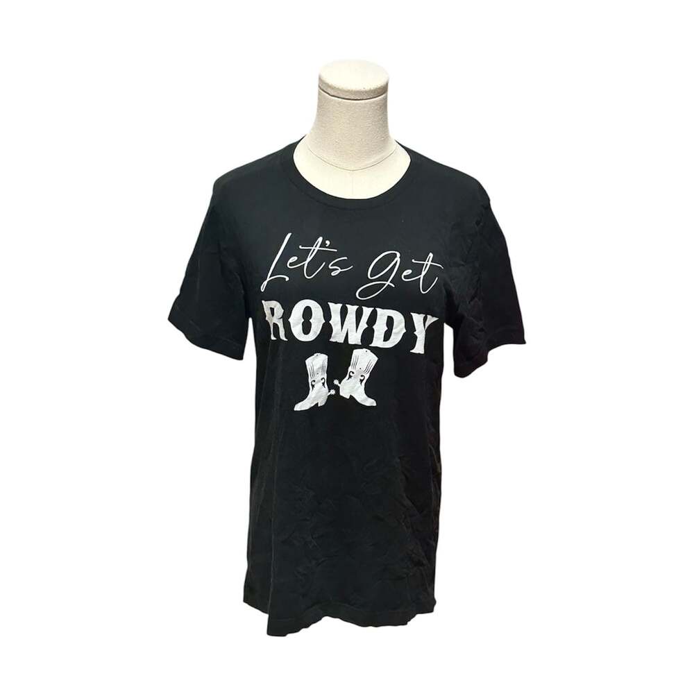 Let's Get Rowdy Cowgirl Boots Bachelorette Party T-Shirt Size Medium